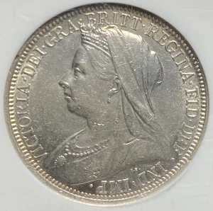 NGC AU58 GREAT BRITAIN 1896 Queen Victoria, Silver 2S 2 Shillings Coin 1837-1901 - Picture 1 of 5