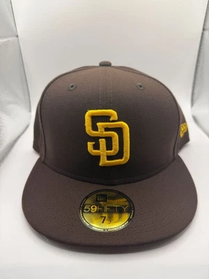 New Era 59FIFTY San Diego Padres Clásico Marrón/Dorado MLB Sombrero Ajustado Talla 7 1/2 Foto 1 de 4