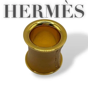 Authentischer Hermes zylindrischer Schal Ring GD braun Leder - Bild 1 von 8