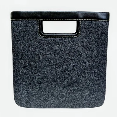 Vintage Banana Republic Wool Blend Leather Clutch Handbag Purse Dark Gray Black  - Image 1 of 4