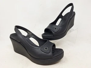Crocs Havanna schwarze Damen-Keilsandalen Größe 8 - Bild 1 von 9