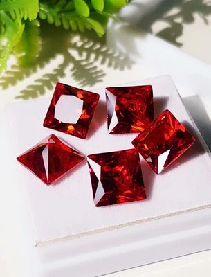 100 % Natural AAA Top Quality Red Colour Princess Cut 5Pc 10x10x5.50mm 38Ct - Image 1 of 4