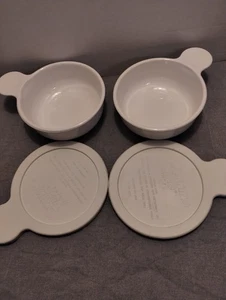 Vintage 1990er Corning Ware Grab It 2 Schüsseln mit Kunststoffdeckel Französisch Weiß 15oz. - Bild 1 von 5
