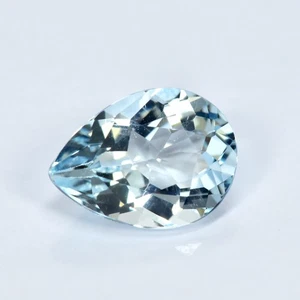 0.99Ct Pear_Lovely Lustrous Unheated Blue Aquamarine Gemstone - Picture 1 of 1