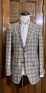 SuitSupply Brown Linen Check Sport Coat Jacket Size 38L - Picture 1 of 8