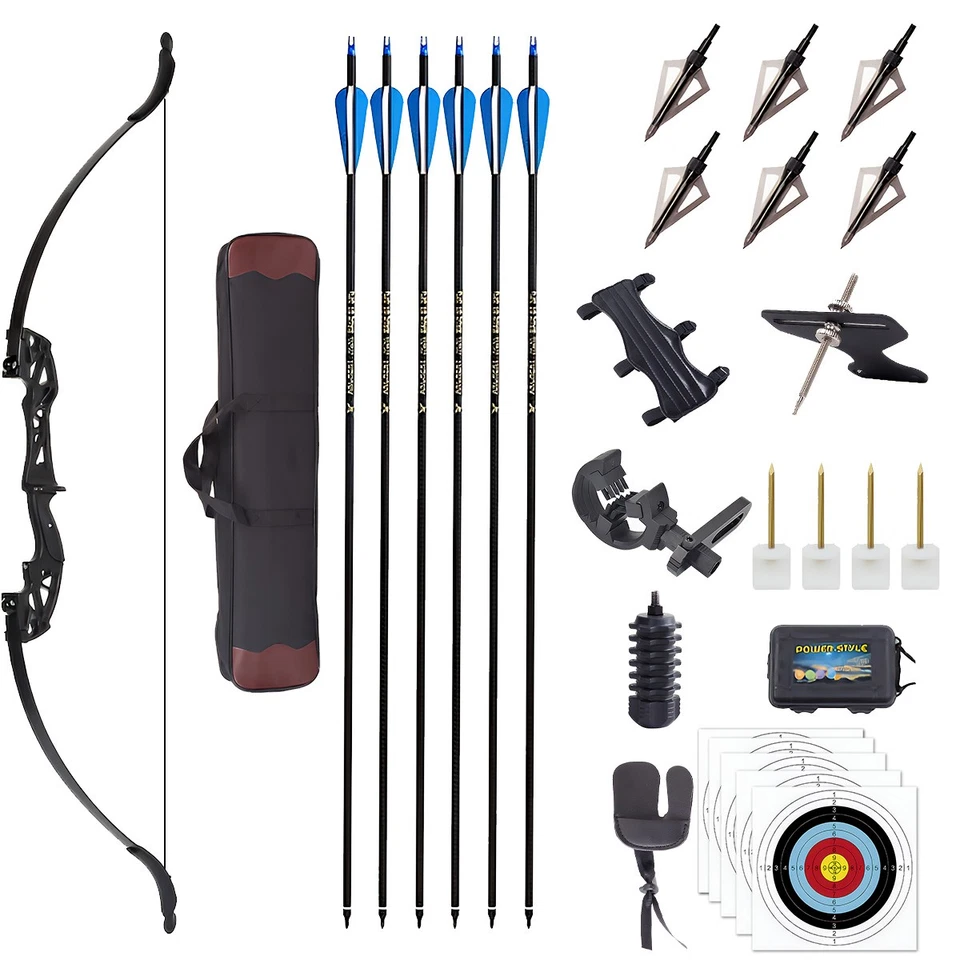 53inch Takedown Recurve Bow RH Target Arrows Archery Beginner Training 40lbs Bow - Image 1 of 4