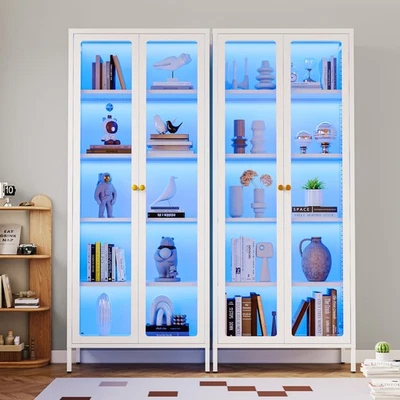 Gabinete de exibição de vidro temperado HD moderno 5 camadas gabinete curioso iluminado antiponta - Imagem 1 de 4