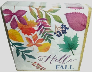 FALL Luncheon Napkins ~ JEWEL TONE LEAVES ~ 60ct. ~ 2 Ply ~ 12 7/8" x 12 3/4" - Picture 1 of 1