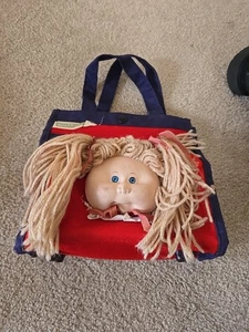Bolso de Mano Vintage 1983 Cabbage Patch Niños Lona Roja Cara Muñeca + Dinero - Imagen 1 de 6