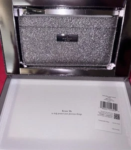 Kate Spade Kenzie Sparkly Silver Saffino Lg Card Case w/Box - Picture 1 of 12