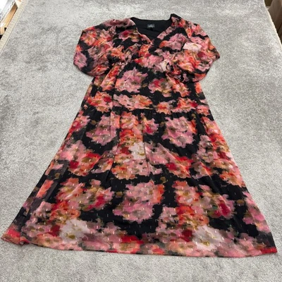 Adrianna Papell Printed Chiffon Tiered Dress Womens 18W Pink Multi Metallic NWT - Image 1 of 4