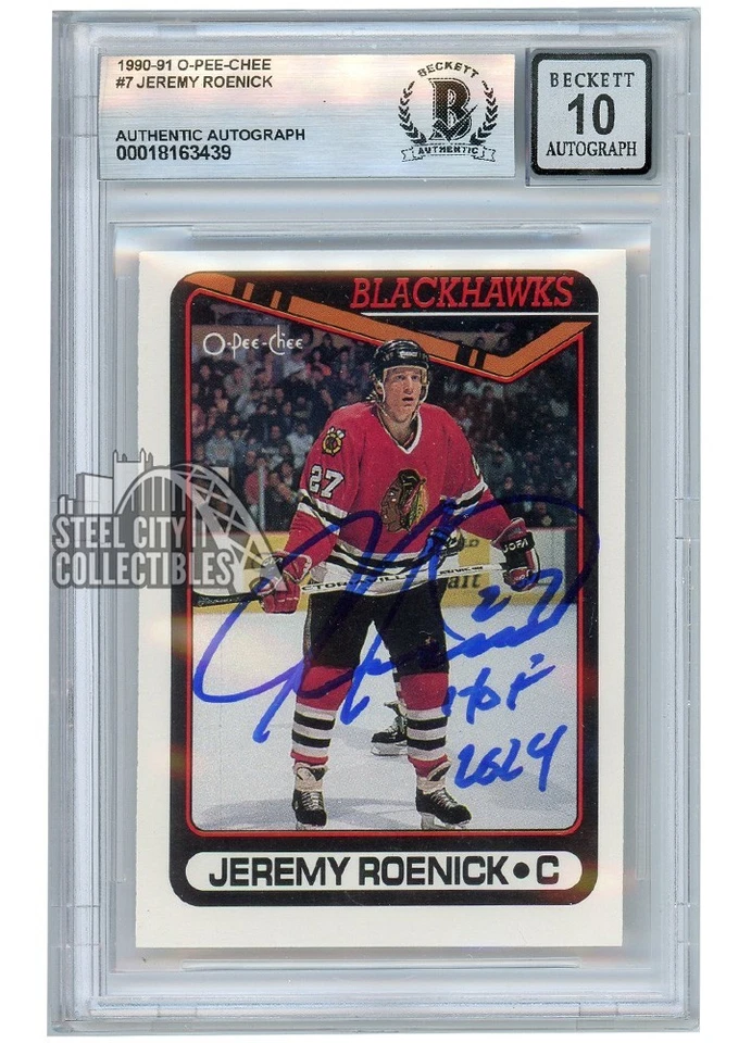 Jeremy Roenick 1990-91 O-Pee-Chee "HOF 2024" Rookie Autograph Card #7 BAS 10 - Image 1 of 1