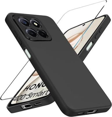 BNBUKLTD® Case For Honor 400 Smart Gel Phone Cover Black Matte X6C+Glass Screen Protector