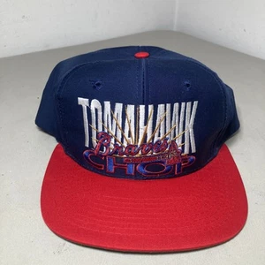Vintage 90s Atlanta Braves Tomahawk Chop SnapBack Hat MLB Brand Ed’s West - Picture 1 of 6