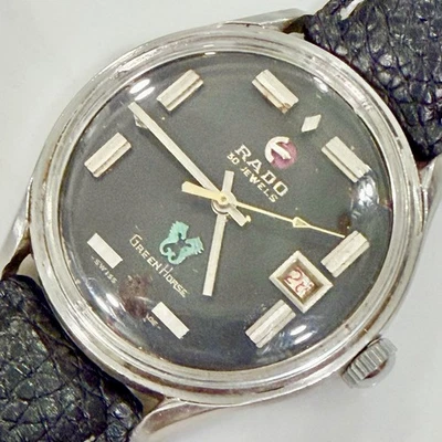 Reloj suizo vintage Rado Green Horse 30 joyas cuerda manual fecha para hombre 38 mm ¡FUNCIONA! Foto 1 de 4