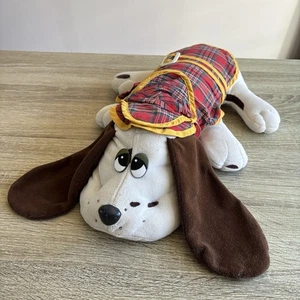 Chaqueta de colección Hornby Pound Puppies Dog 19” crema y marrón tartán 1984 juguete suave - Imagen 1 de 11