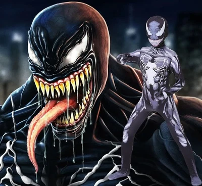 Halloween Venom Cosplay Costume Kids Adults Jumpsuits Spandex Bodysuits Gift - Image 1 of 4