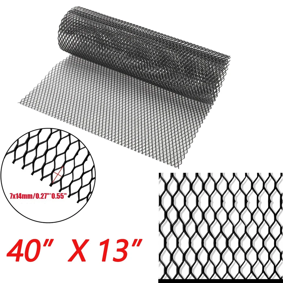 1*Parachoques de aluminio hexagonal negro para automóvil rejilla superior inferior malla universal 40"X13" Foto 1 de 4