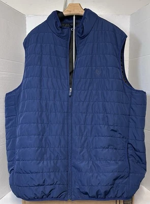 Chaps Vest Men 2XB/2TF Blue Puffer Sleeveless Jacket Full Zip  Outdoor Pockets - Image 1 of 4