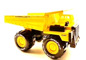 Camión de volteo Remco 1985 vintage 7" metal/amarillo plástico gato buen año - Imagen 1 de 4