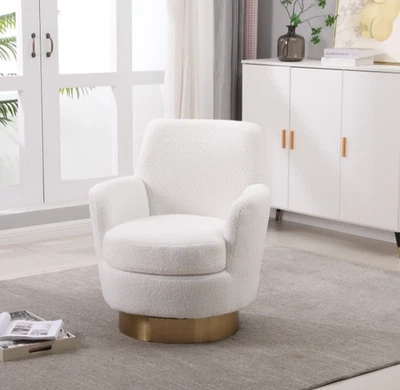 Silla giratoria 360° con acento de terciopelo sillón de lectura de barril para sala de estar redonda Foto 1 de 4