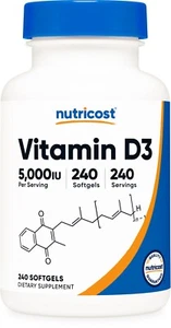 Nutricost Vitamin D3 5,000 IU, 240 Softgels - Gluten Free & Non-GMO - Picture 1 of 5