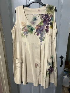 Seide Noil Kleid Damen Lg Lagenlook handbemalt Blumen künstlerisch Strand Übergröße - Bild 1 von 12