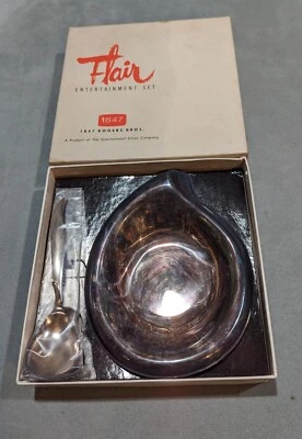 Juego de entretenimiento vintage estilo caramelo jalea nuez plato con cuchara 1847 Rogers Bros Foto 1 de 3