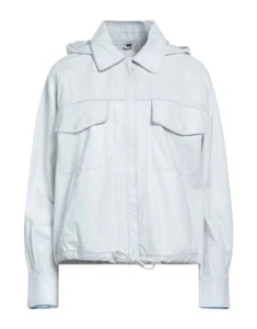 FREAKY NATION Leather Bomber Jacket Detachable Hood White Size M S NEW NWT - Picture 1 of 22