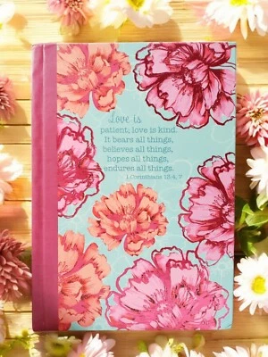 Pink Orange Floral Journal: Markings by C.R. Gibson  New (1 Cor. 13:4,7 passage) - Image 1 of 4