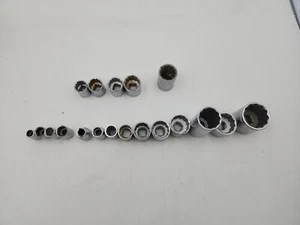EASCO 19pc METRIC & SAE SOCKETS LOT 4,1/4" 1,1/2" Drive 14,3/8" DRIVE  USA MADE - Picture 1 of 5