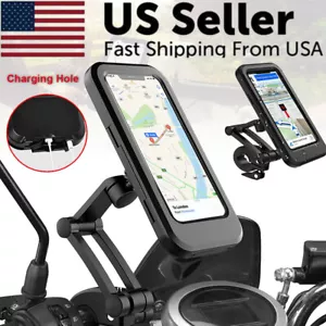Motorcycle Bike Handlebar Phone Mount Holder Waterproof Case for iPhone Samsung - Picture 1 of 14
