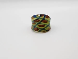 Lampwork Ring Art Mixed Colour Murano Resin Glass Look Jewellery Size Q - Picture 1 of 8