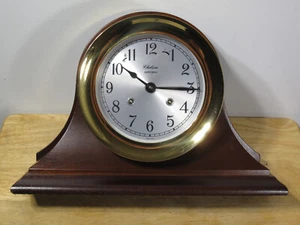 VINTAGE CHELSEA SHIPS STRIKE CLOCK RARE 7.25" Bezel With Key & Wooden Case NICE - Picture 1 of 11