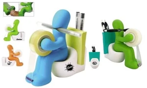 Desktop Toilet Tape Dispenser Pen/Paper Clip/Post-it Note Holder Stationery Set - Picture 1 of 3