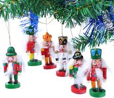 6 Nussknacker Holz Figuren Anhänger Weihnachten bunt Nostalgie Christbaumschmuck