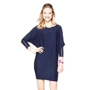 Lilly Pulitzer Bloomfield Navy Blue Merino Wool Dolman Sweater Dress Size Small - Picture 1 of 14