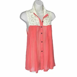 Vintage Barneys New York Women’s Silk Ivory Lace Sheer Crepe Sleeveless Top S - Picture 1 of 7