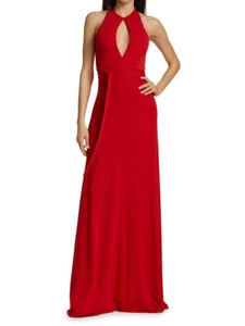 Halston Paola Halter Keyhole Gown, Halter neckline, Sleeveless, Size 12 $575 NWT - Picture 1 of 7
