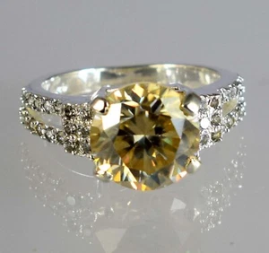 Birthday Gift 5.09 Ct Champagne Moissanite Diamond Halo Men's Solitaire Ring - Picture 1 of 8