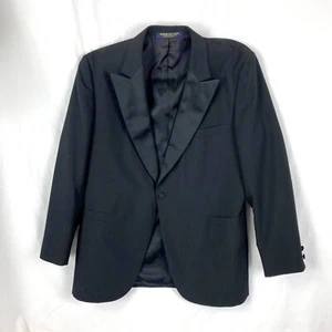 Vintage Brooks Brothers Tux Tuxedo Jacket L39 Black Prom Wedding Groom - Picture 1 of 12