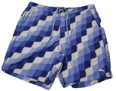 Tommy Bahama Relax Hombre Línea L Malla Bañador Azul Claro y Oscuro Cuadrados Dibujar Foto 1 de 4