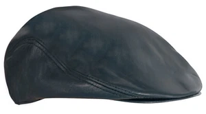 Hommes Bleu Chapeau Plat Cuir Peaky Blinders Béret Newsboy Gatsby Golf Casquette - Picture 1 of 5