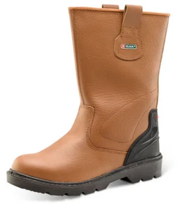 Botas de aparejo Click Premium revestimiento de piel tapa punta de acero entresuela bronceado acolchado tobillo - Imagen 1 de 2