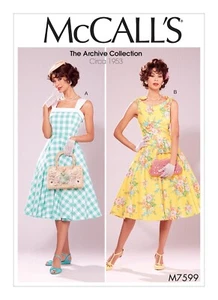 Vintage Retro 50s Miss Rockabilly Flare Dress McCall's Sewing Pattern M7599 6~22 - Picture 1 of 9