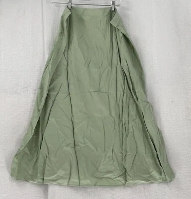 Asos Design Midi A Line Skirt Womens Size 14 Green Button Through Pocket - Image 1 of 4