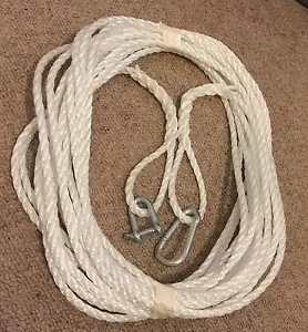 40 FT NEW 8MM ROPE. WHITE - ANCHOR BOAT MOORING WITH SNAP HOOK & d shackle - Picture 1 of 3