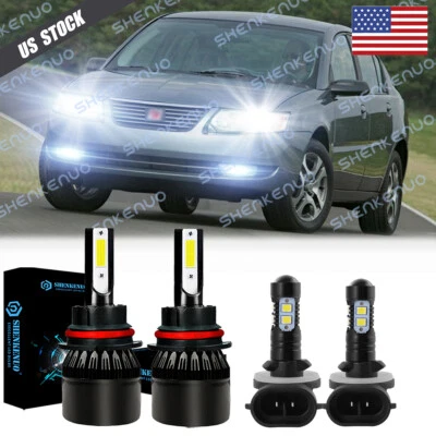 For 2004-2007 Saturn ION 6000K Combo LED Headlight Bulbs High/Low Beam +Fog Lamp - Image 1 of 4
