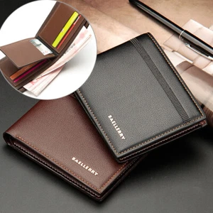 Schmale Herren-Geldbörse aus Leder mit Doppelfaltung Ausweis Kreditkartenetui Brieftasche Clutch - Bild 1 von 12