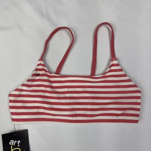 Art Class Bikini Top Coral White Stripes Girl's Size Medium (7/8) - Picture 1 of 5